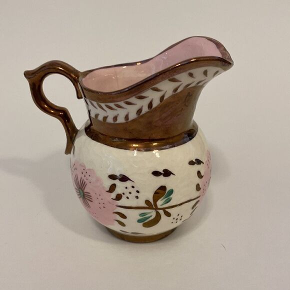 Vintage Porcelain Louis XV Pitcher Creamer Hand Painted Gold Finish - Picture 4 of 10